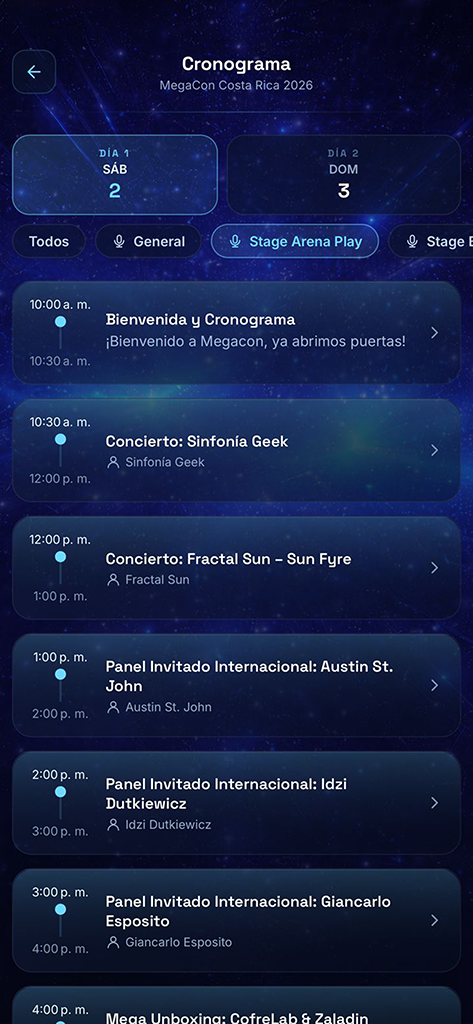 Cronograma del evento